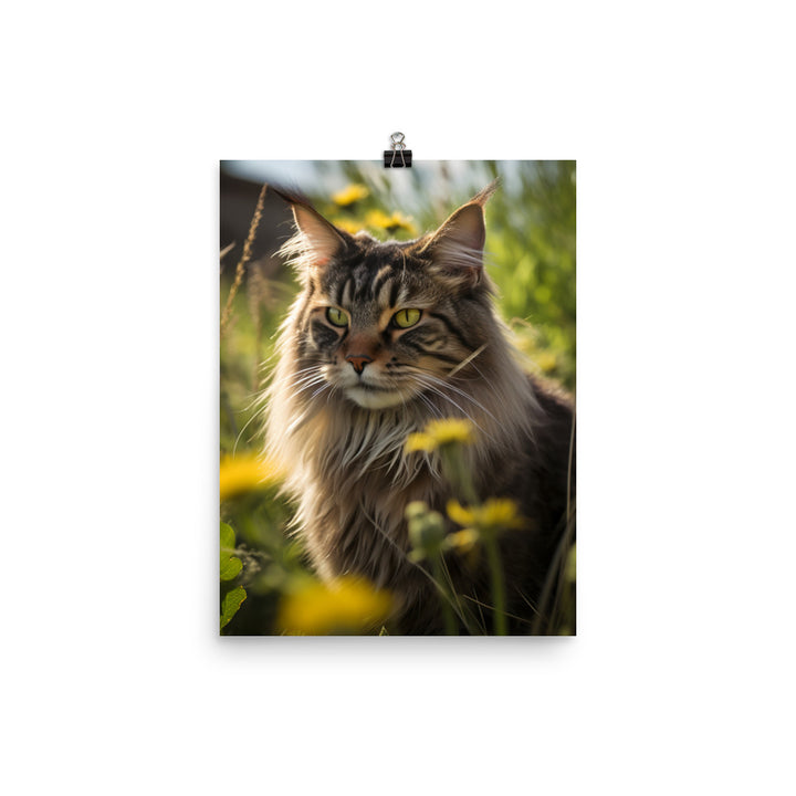 Maine Coon in Natural Habitat Photo paper poster - PosterfyAI.com