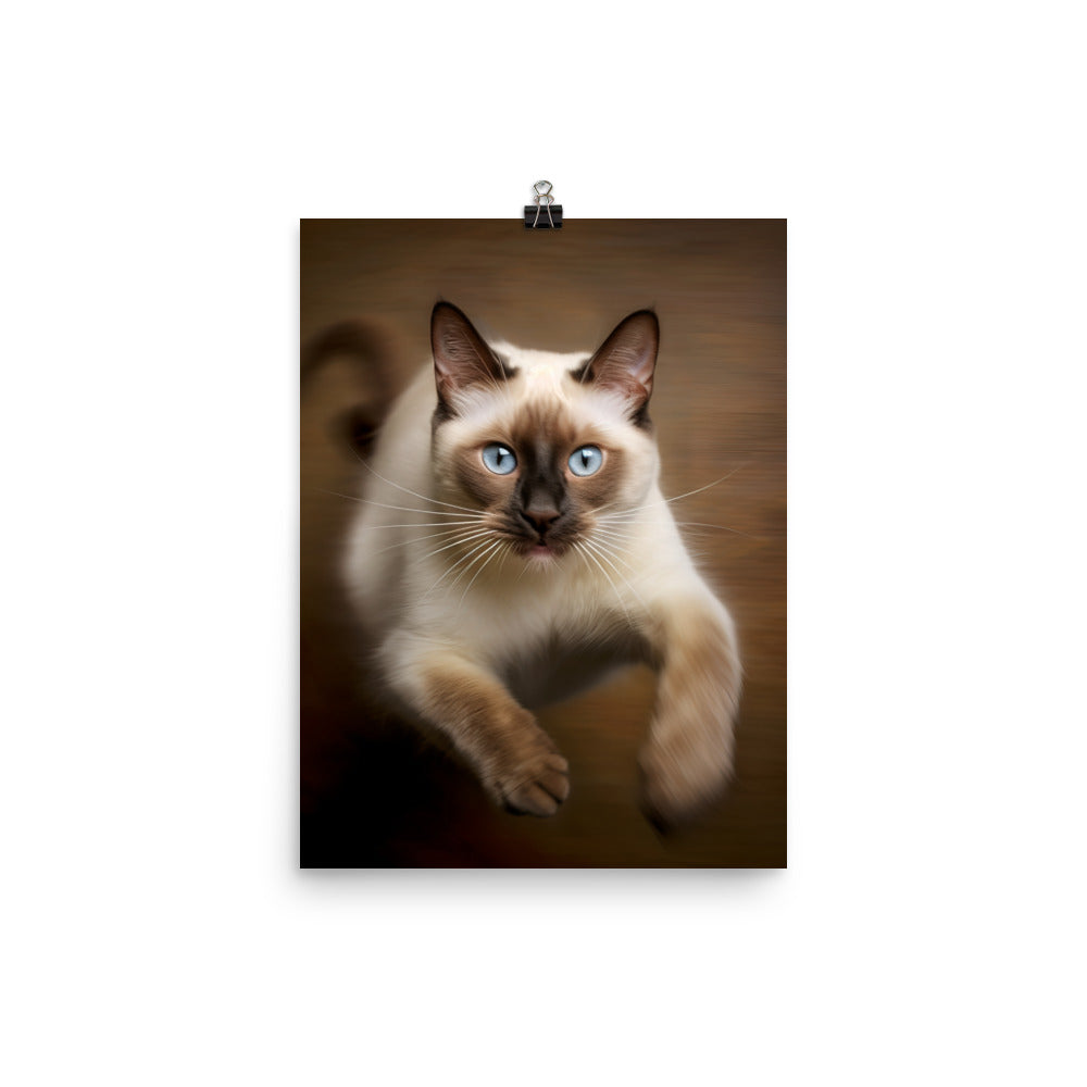 Graceful Siamese in Motion Photo paper poster - PosterfyAI.com