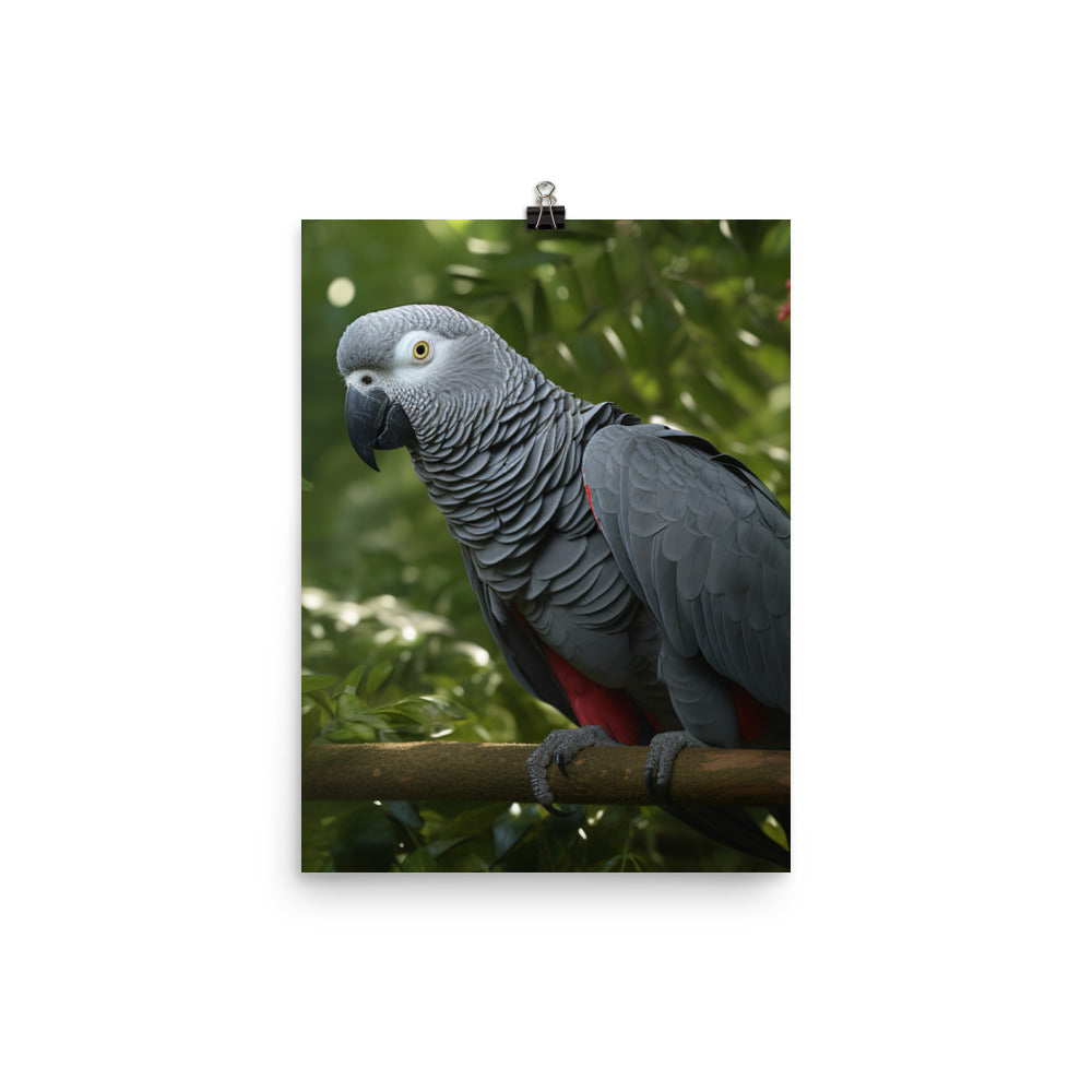 African Grey Parrot in Natural Habitat Photo paper poster - PosterfyAI.com