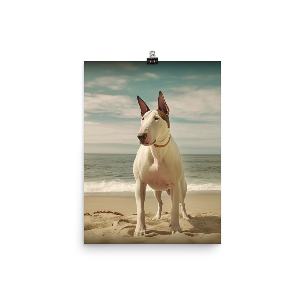 Bull Terrier on the Beach Photo paper poster - PosterfyAI.com