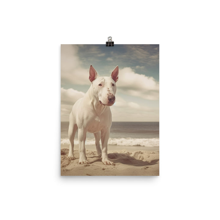 Bull Terrier on the Beach Photo paper poster - PosterfyAI.com