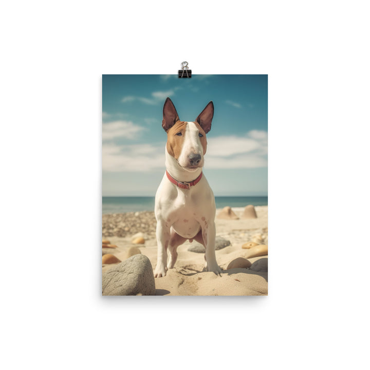 Bull Terrier on the Beach Photo paper poster - PosterfyAI.com