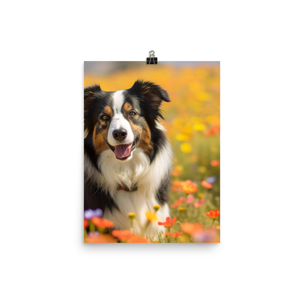 Border Collie in Bloom Photo paper poster - PosterfyAI.com