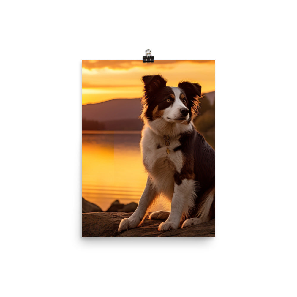 Border Collie at Sunset Photo paper poster - PosterfyAI.com