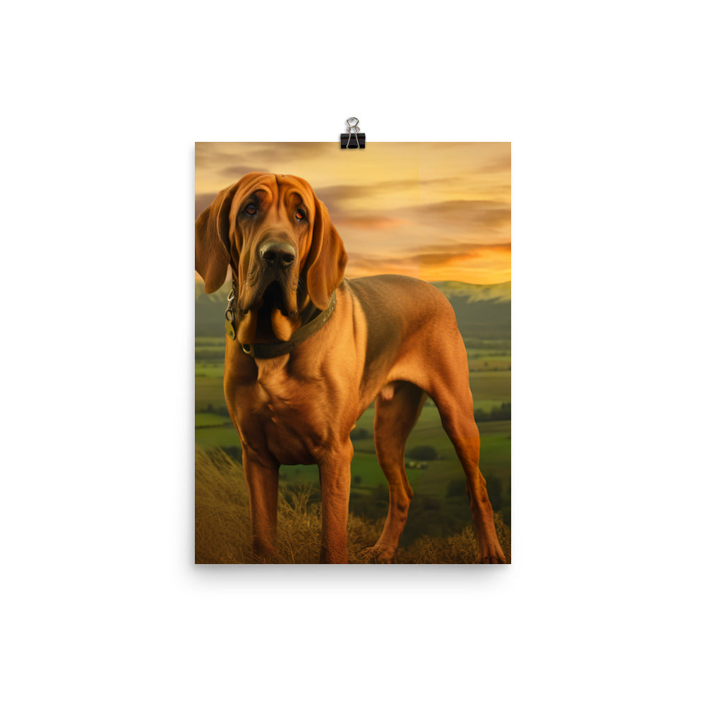 Bloodhound Portrait Photo paper poster - PosterfyAI.com