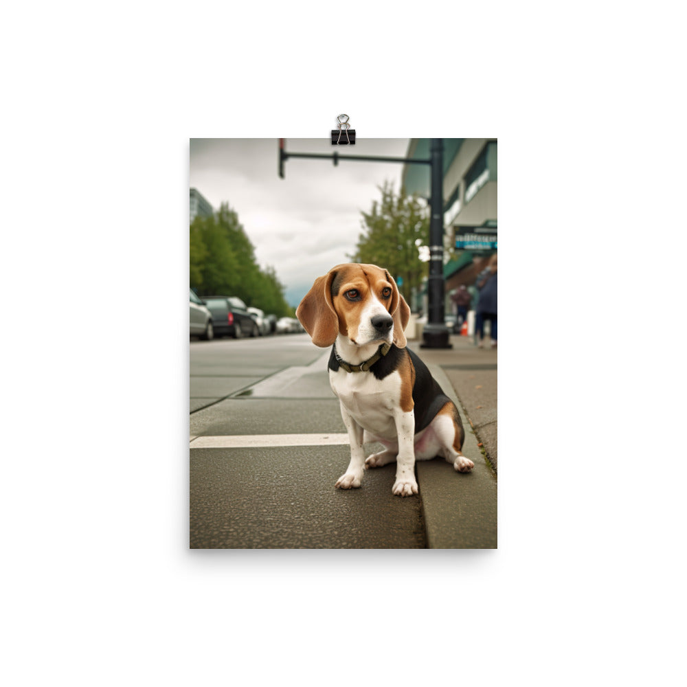 Beagle in the city Photo paper poster - PosterfyAI.com