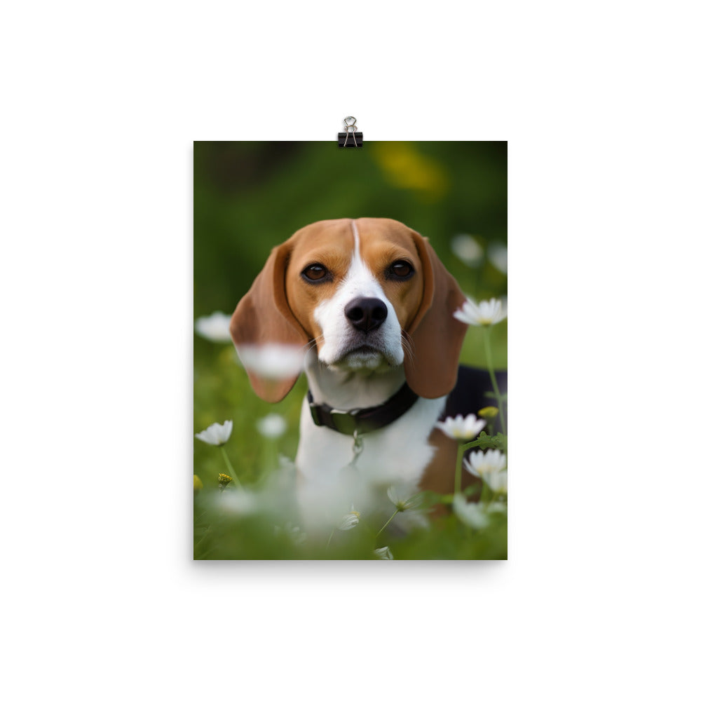 Beagle and the flowers Photo paper poster - PosterfyAI.com