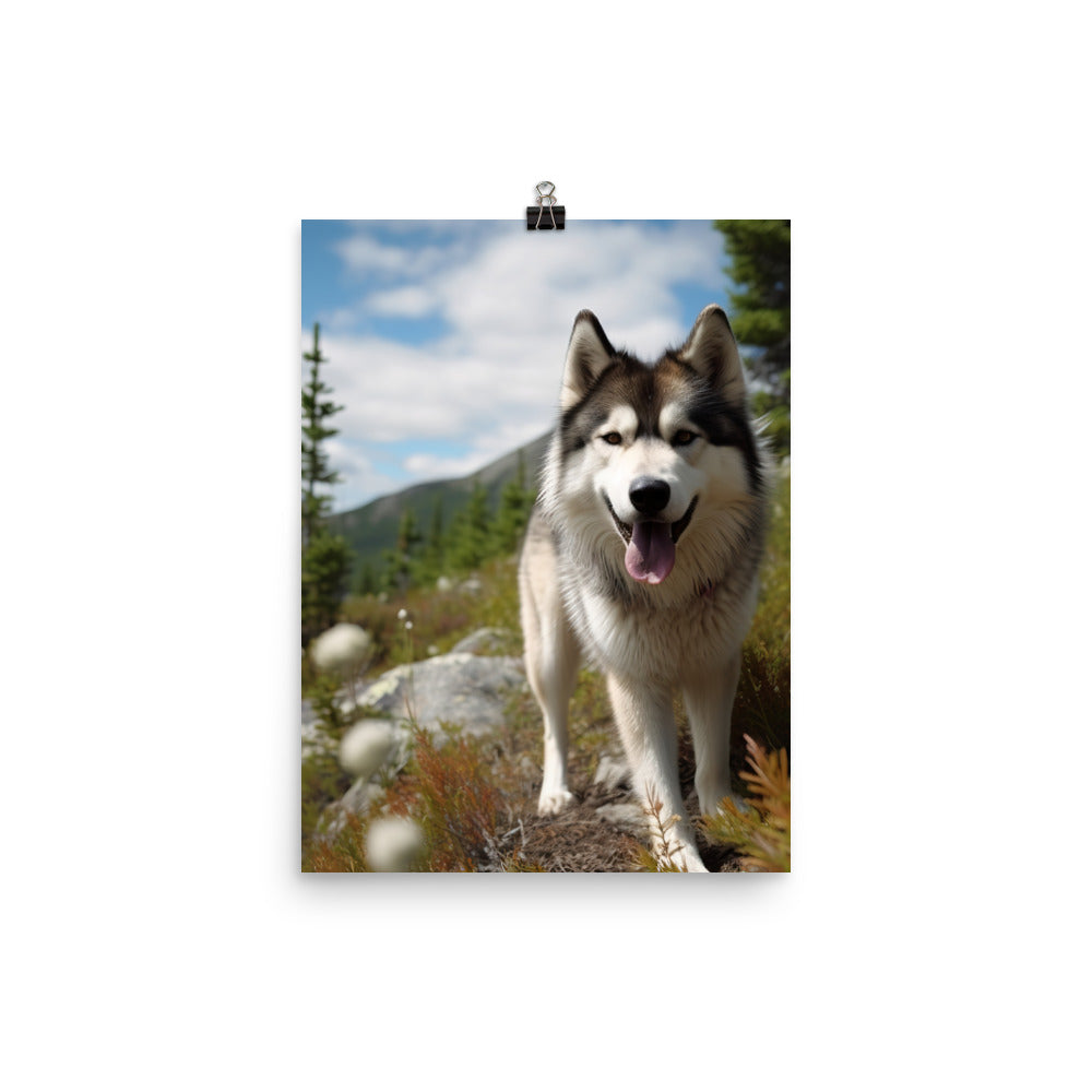 Alaskan Malamute on a Hike Photo paper poster - PosterfyAI.com