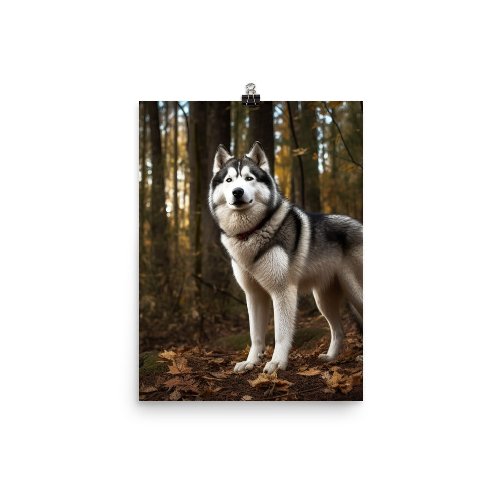 Alaskan Malamute in the Forest Photo paper poster - PosterfyAI.com