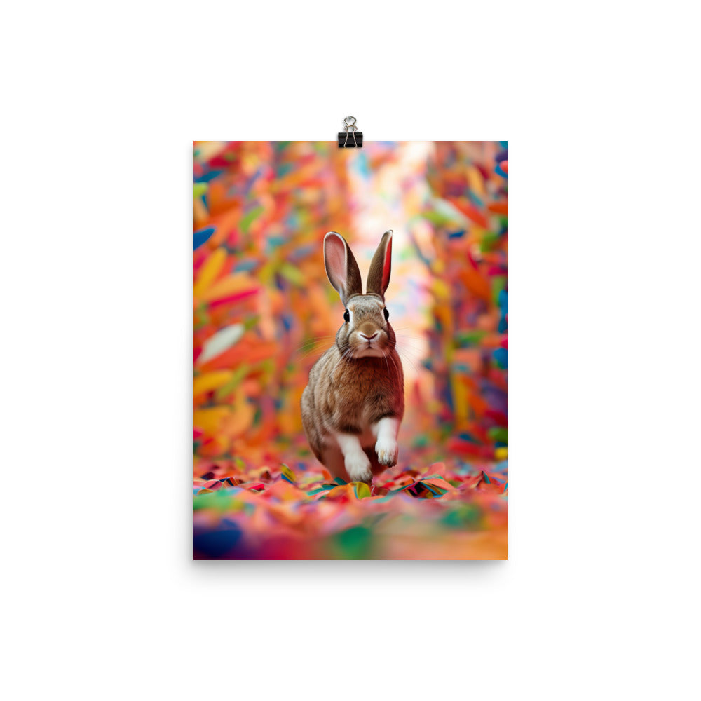 Playful English Spot Bunny Photo paper poster - PosterfyAI.com