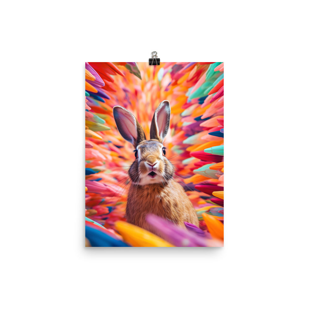 Playful English Spot Bunny Photo paper poster - PosterfyAI.com