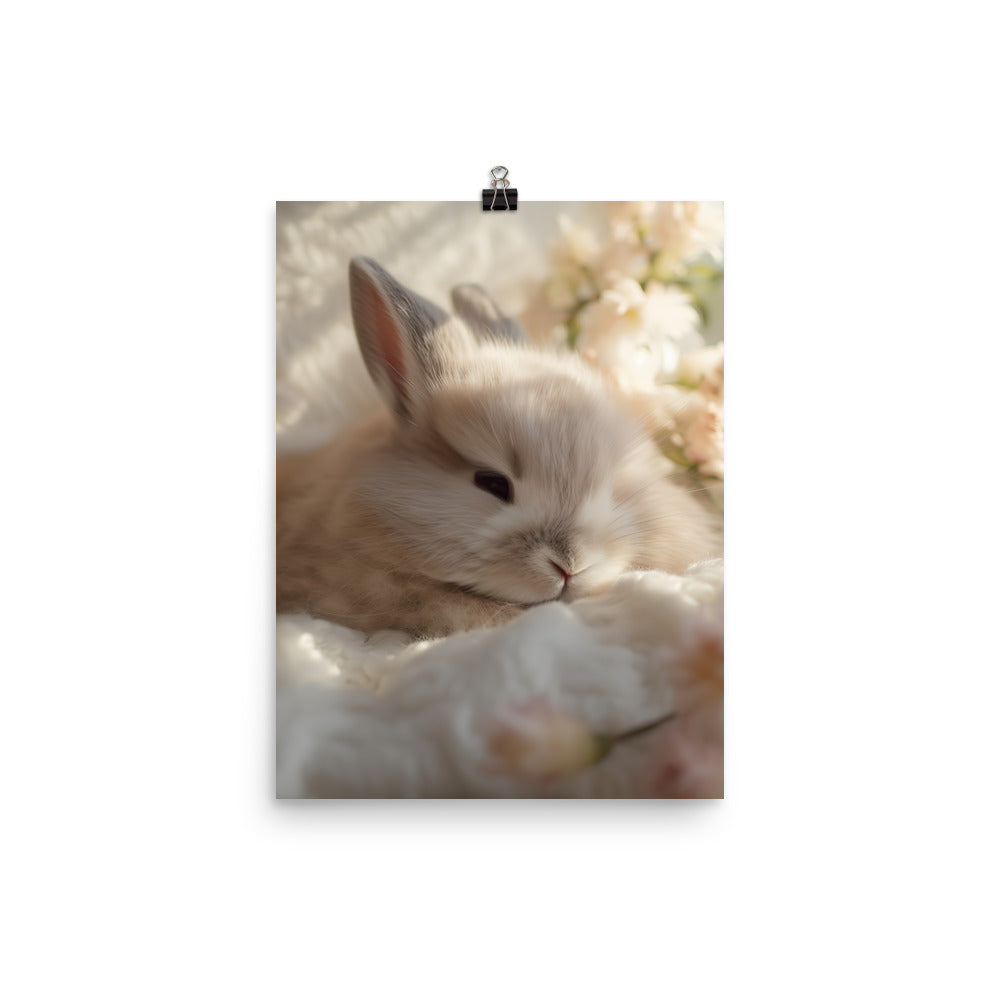 Mini Satin Bunny in Tranquil Bliss Photo paper poster - PosterfyAI.com