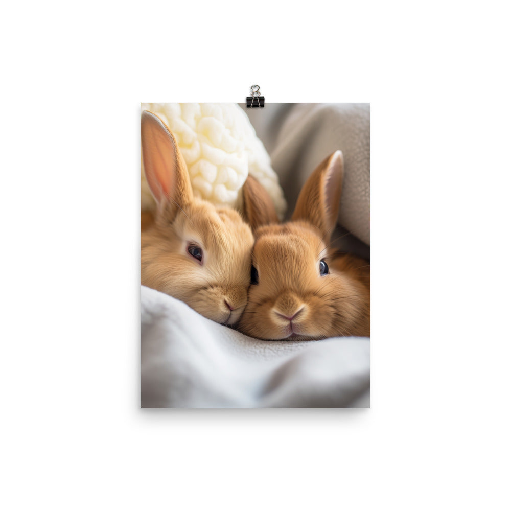 Tan Bunnys Gentle Cuddles Photo paper poster - PosterfyAI.com