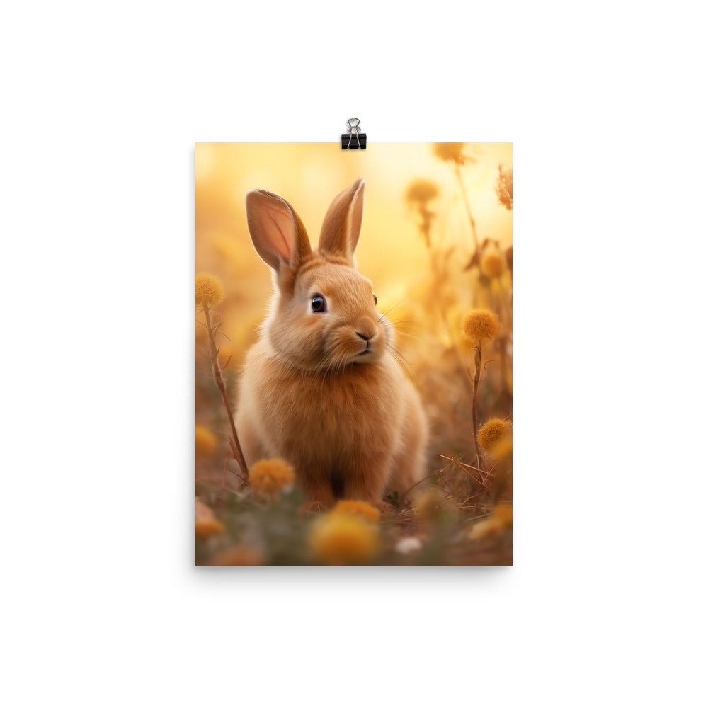 Tan Bunny in a Whimsical Wonderland Photo paper poster - PosterfyAI.com