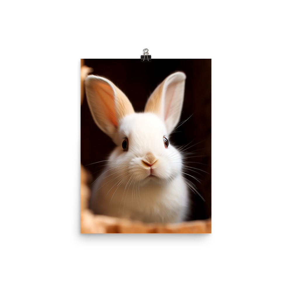 Adorable Dwarf Hotot Bunny Photo paper poster - PosterfyAI.com