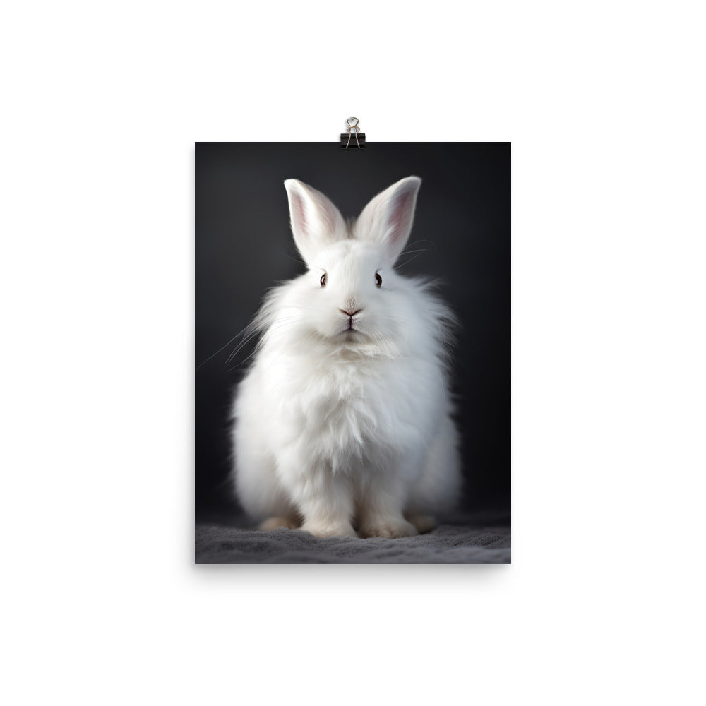 Satin Angora Bunny in a Cozy Setting Photo paper poster - PosterfyAI.com