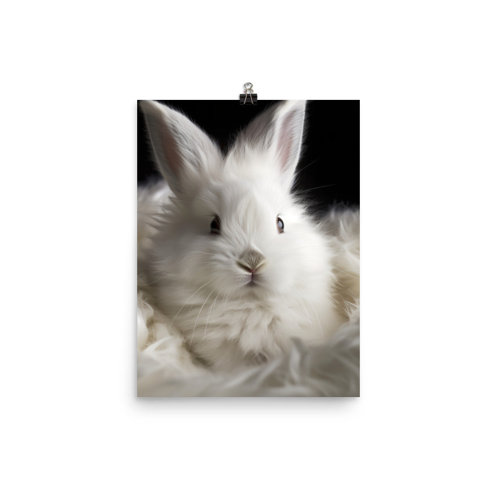 Adorable Satin Angora Bunny Photo paper poster - PosterfyAI.com