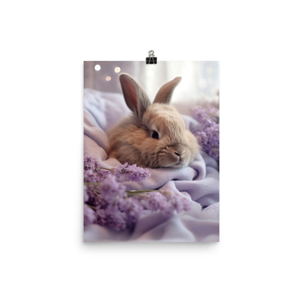 Lilac Bunny in a Cozy Setting Photo paper poster - PosterfyAI.com