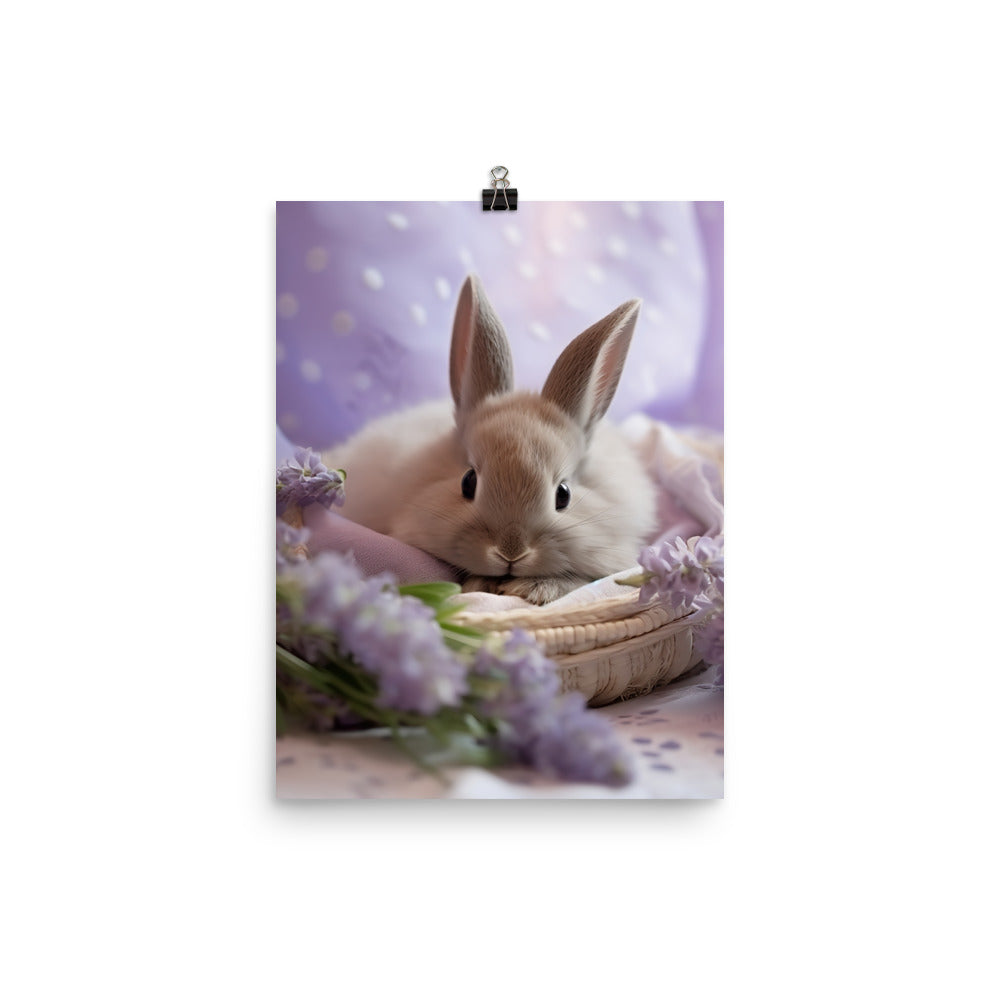Lilac Bunny in a Cozy Setting Photo paper poster - PosterfyAI.com
