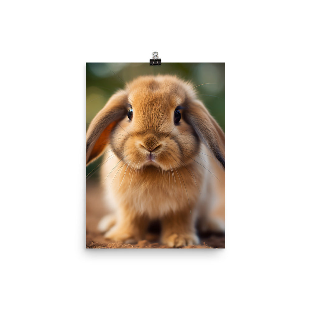 Adorable Mini Lop Bunny Photo paper poster - PosterfyAI.com