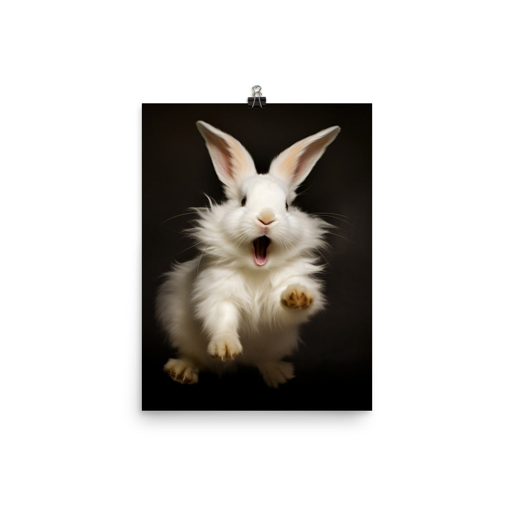 Lionhead Bunny Enjoying a Playful Hop Photo paper poster - PosterfyAI.com