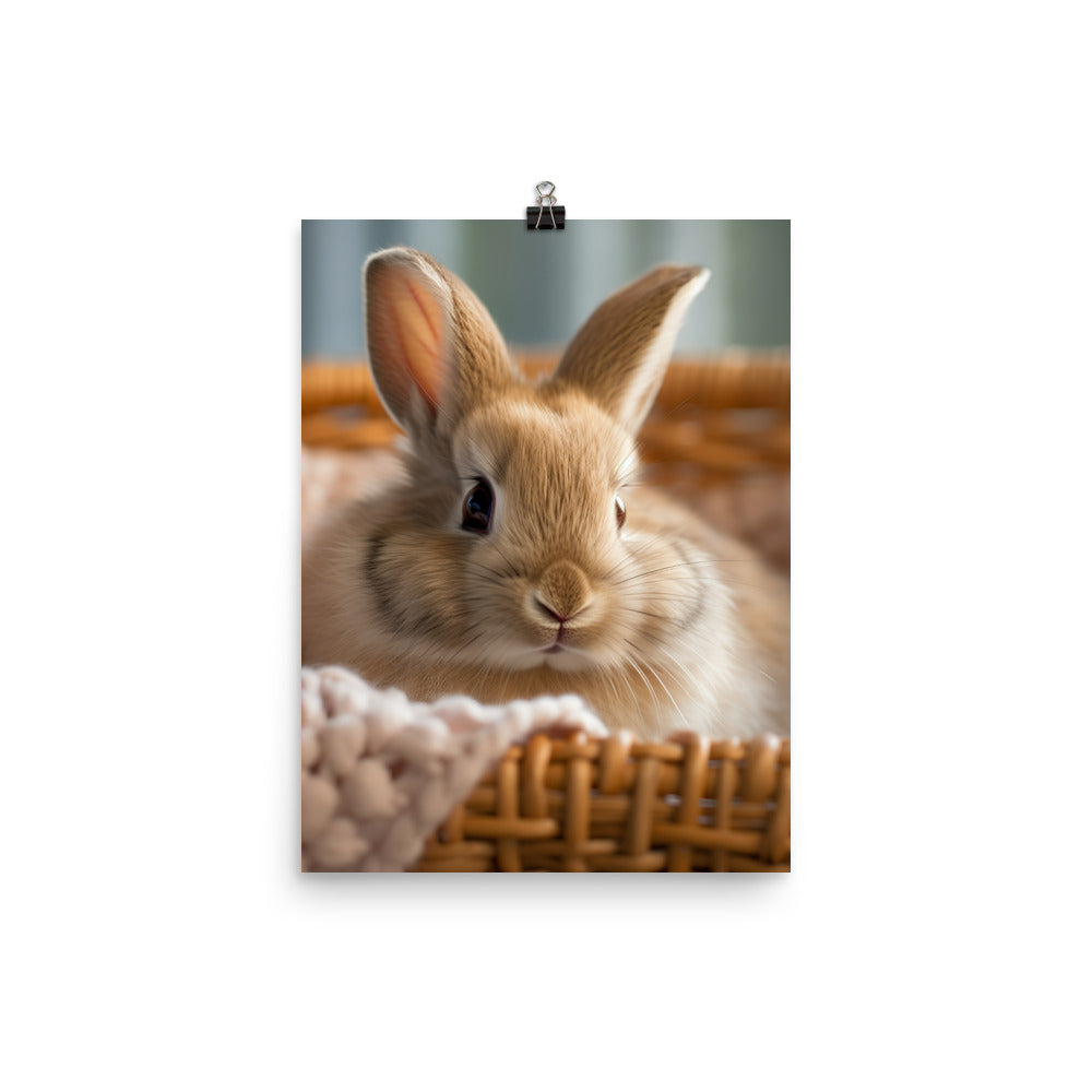 Jersey Wooly Bunny in a Cozy Setting Photo paper poster - PosterfyAI.com