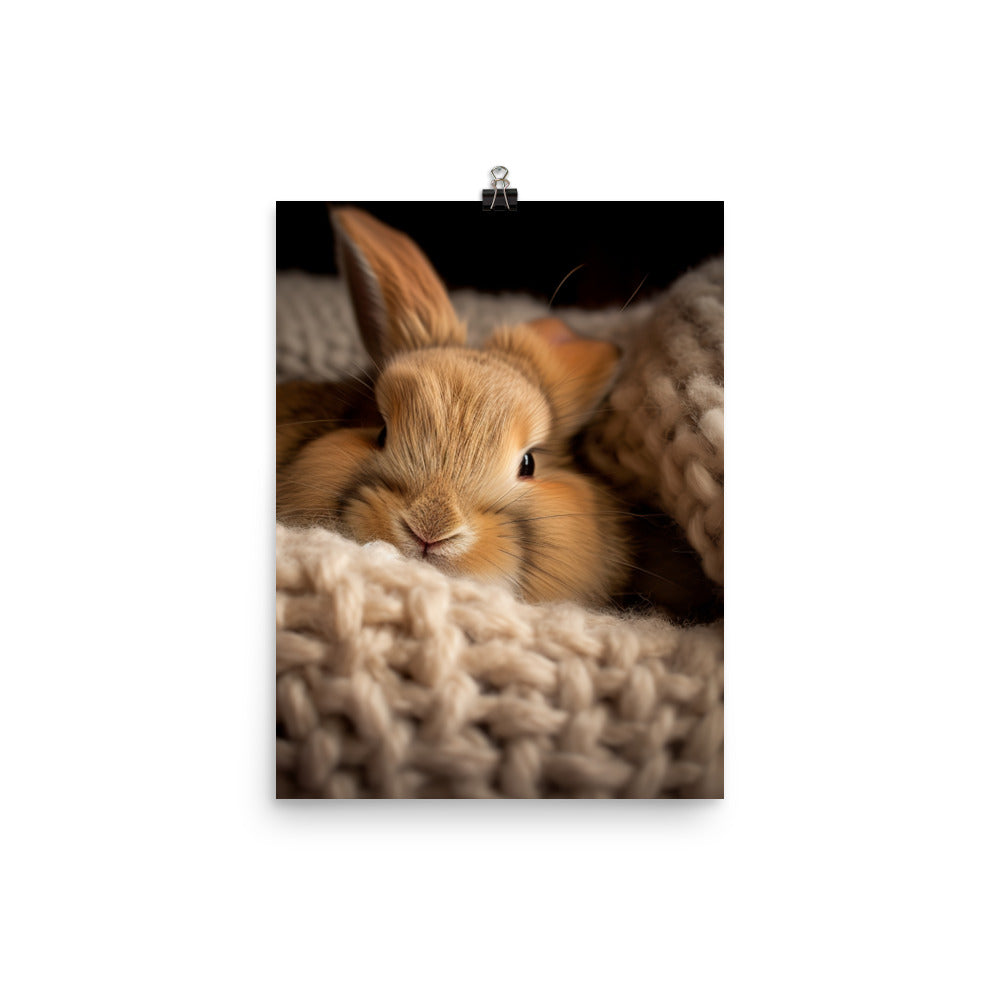 Jersey Wooly Bunny in a Cozy Setting Photo paper poster - PosterfyAI.com