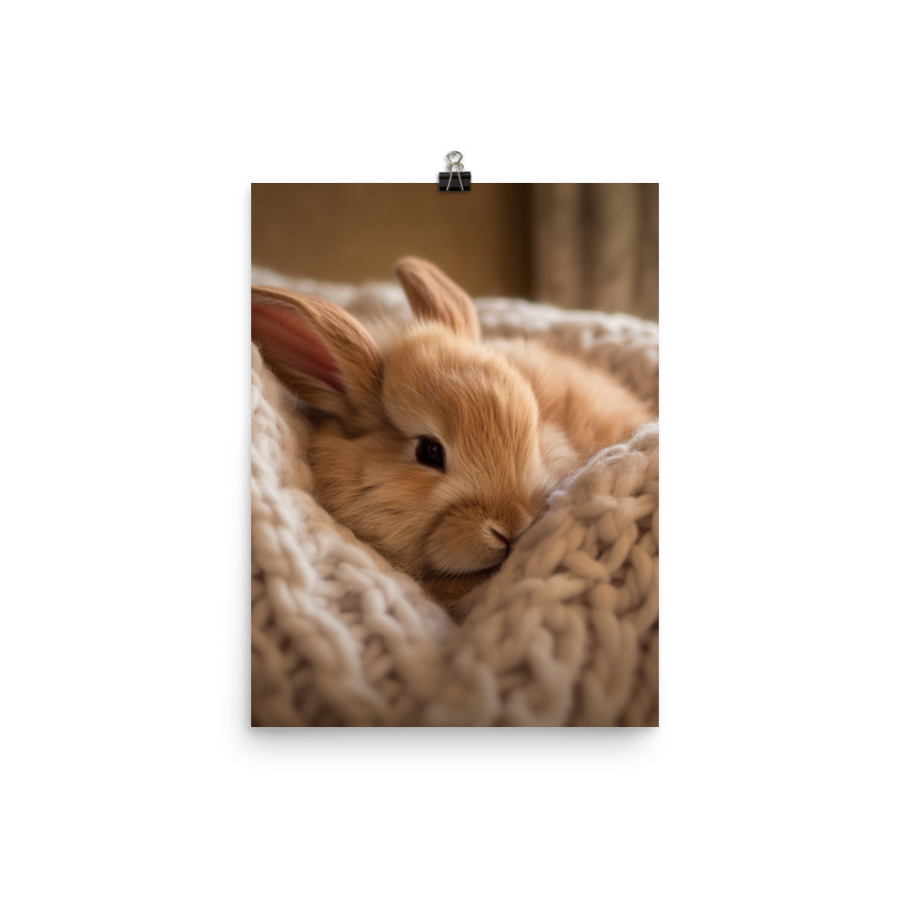 Jersey Wooly Bunny in a Cozy Setting Photo paper poster - PosterfyAI.com