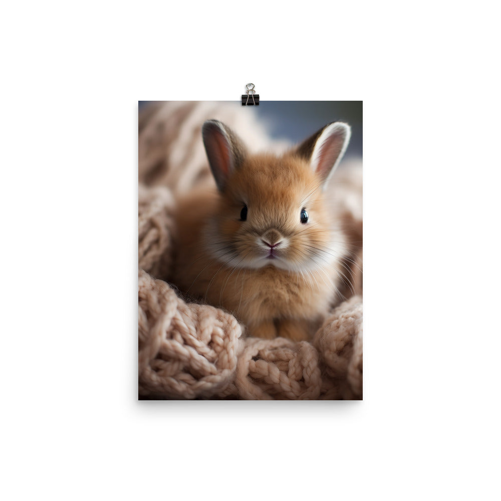 Adorable Jersey Wooly Bunny Photo paper poster - PosterfyAI.com