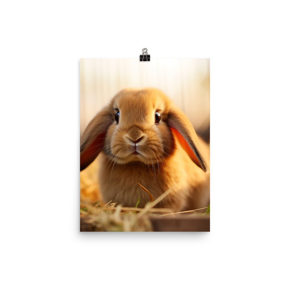 Adorable Holland Lop Bunny Photo paper poster - PosterfyAI.com