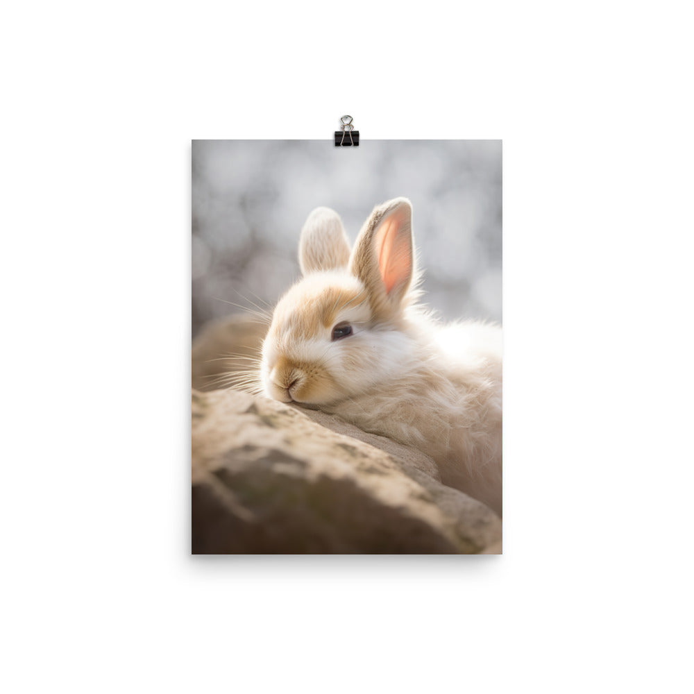 Himalayan Bunny in a Cozy Setting Photo paper poster - PosterfyAI.com