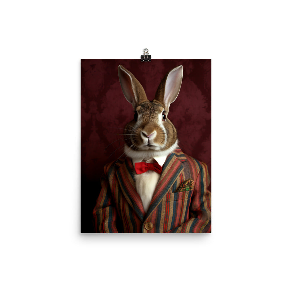 Harlequin Bunny with a Stylish Pose Photo paper poster - PosterfyAI.com