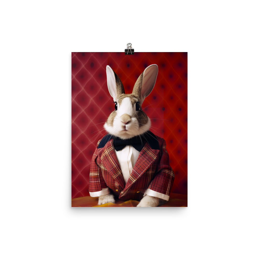 Harlequin Bunny with a Stylish Pose Photo paper poster - PosterfyAI.com