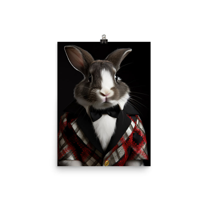 Harlequin Bunny with a Stylish Pose Photo paper poster - PosterfyAI.com