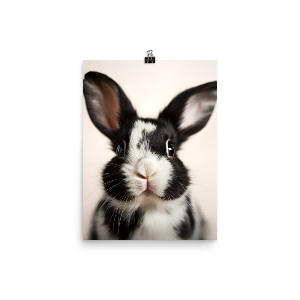 Adorable Harlequin Bunny Photo paper poster - PosterfyAI.com