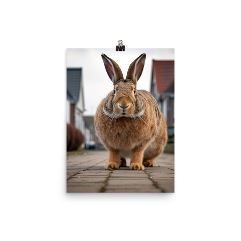Flemish Giant Bunny with a Majestic Stance Photo paper poster - PosterfyAI.com