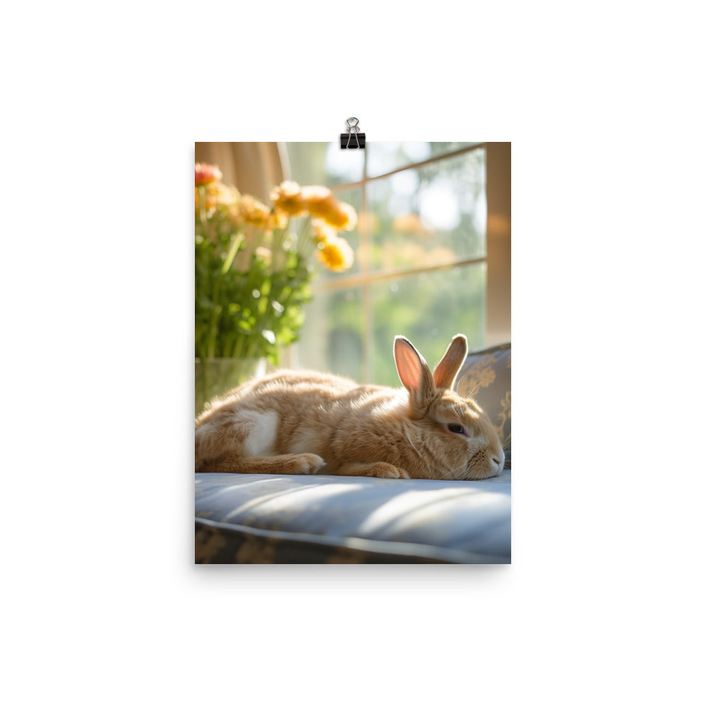 Californian Bunny in a Cozy Setting Photo paper poster - PosterfyAI.com
