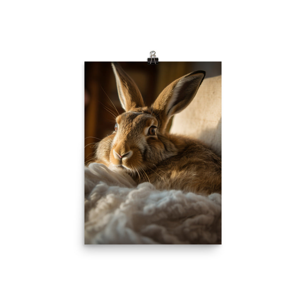 Belgian Hare in a Cozy Setting Photo paper poster - PosterfyAI.com