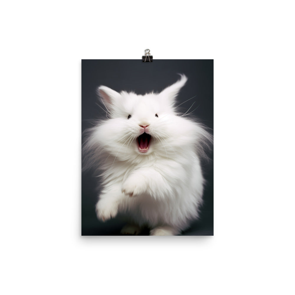 Angora Bunny with a Playful Expression Photo paper poster - PosterfyAI.com