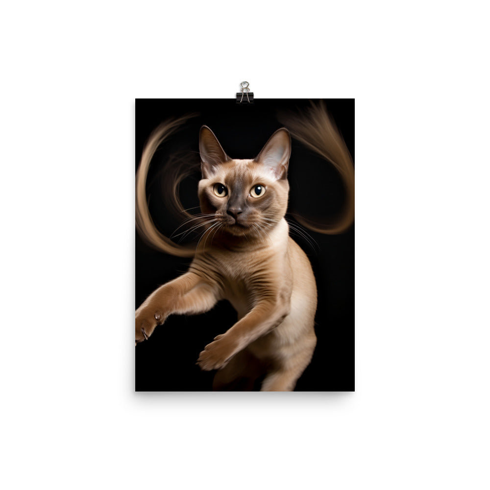 Tonkinese Cat in Action Photo paper poster - PosterfyAI.com
