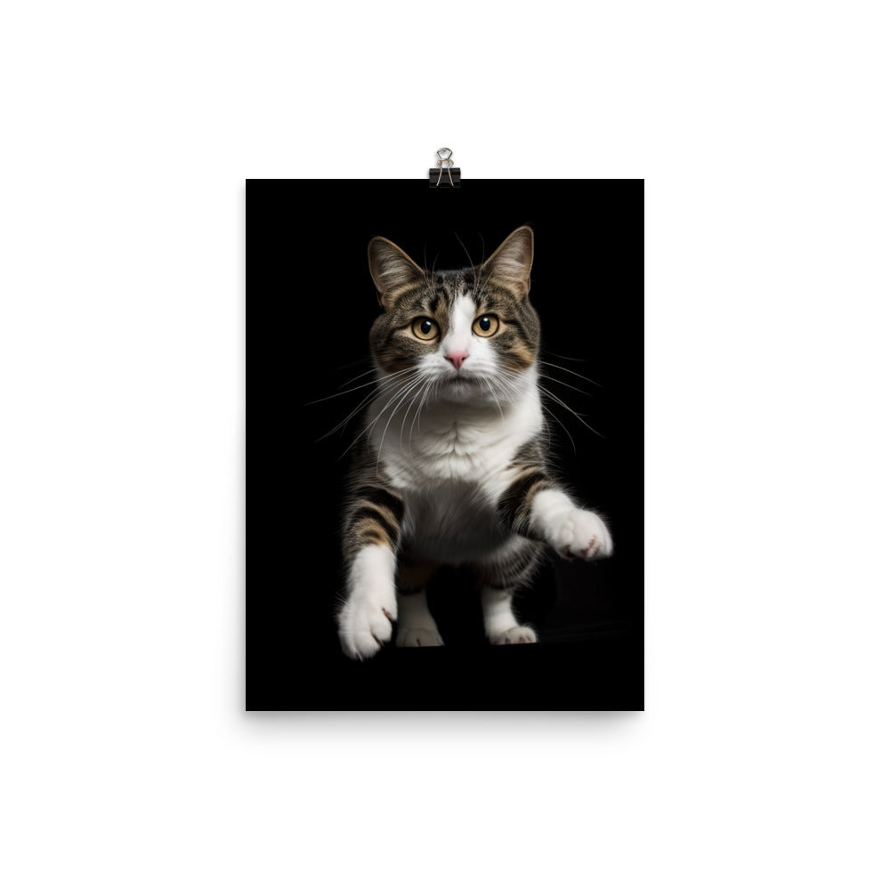 Playfulness of Manx Cat Photo paper poster - PosterfyAI.com