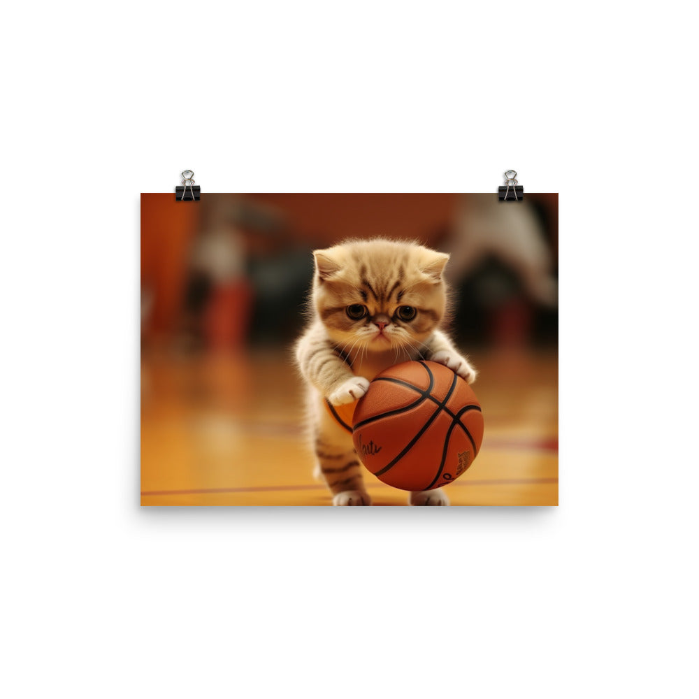 Exotic Shorthair BasketBall Player Photo paper poster - PosterfyAI.com