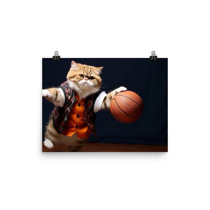 Exotic Shorthair BasketBall Player Photo paper poster - PosterfyAI.com