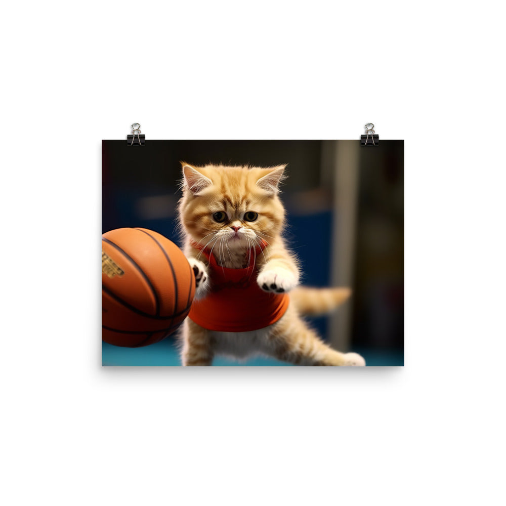Exotic Shorthair BasketBall Player Photo paper poster - PosterfyAI.com