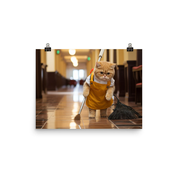 Exotic Shorthair Janitor Photo paper poster - PosterfyAI.com