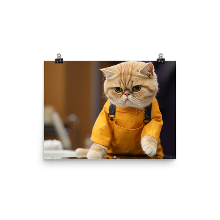 Exotic Shorthair Janitor Photo paper poster - PosterfyAI.com