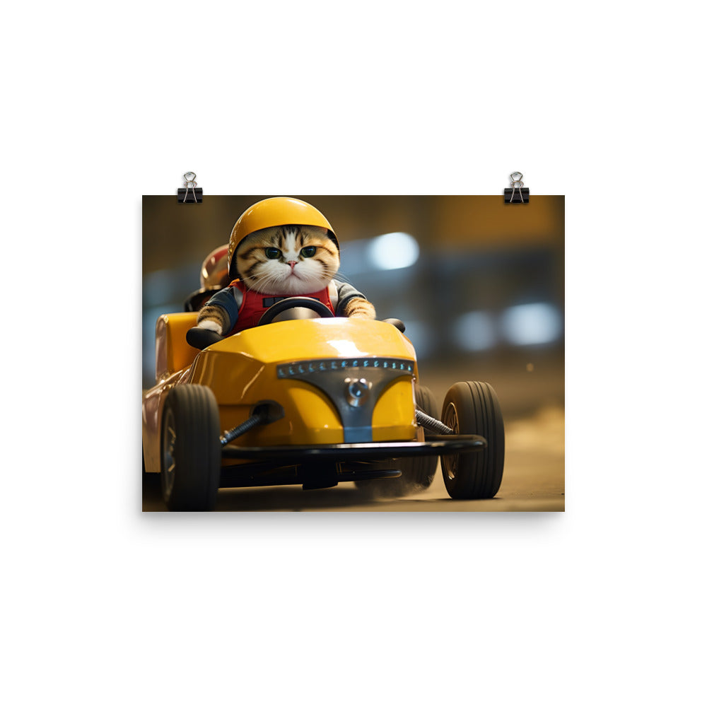 Exotic Shorthair Motorsport Athlete Photo paper poster - PosterfyAI.com