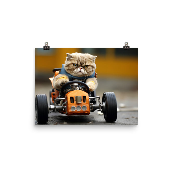 Exotic Shorthair Motorsport Athlete Photo paper poster - PosterfyAI.com