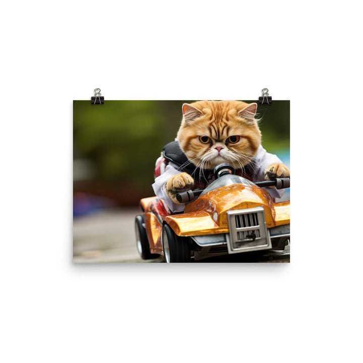 Exotic Shorthair Motorsport Athlete Photo paper poster - PosterfyAI.com