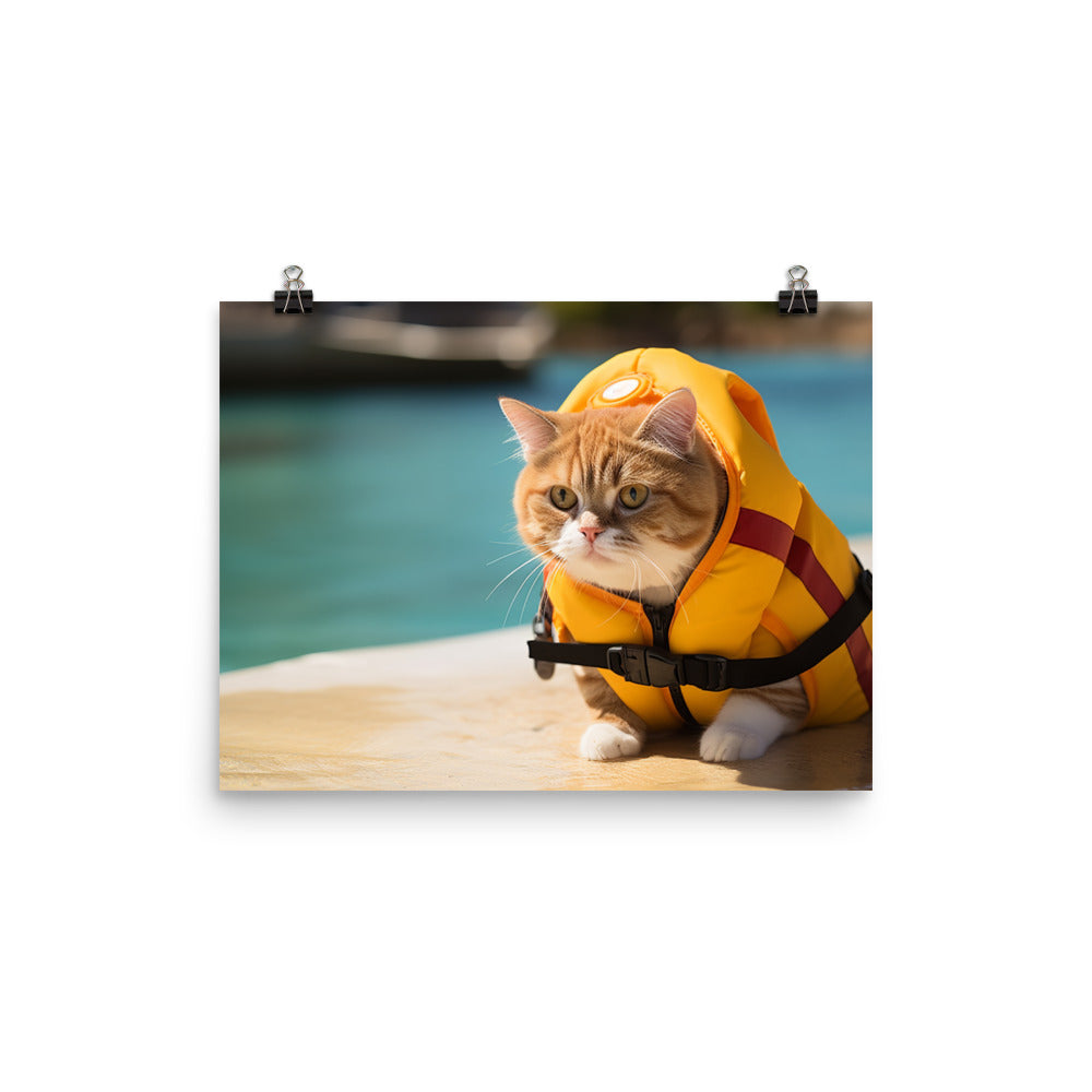 Exotic Shorthair Lifeguard Photo paper poster - PosterfyAI.com